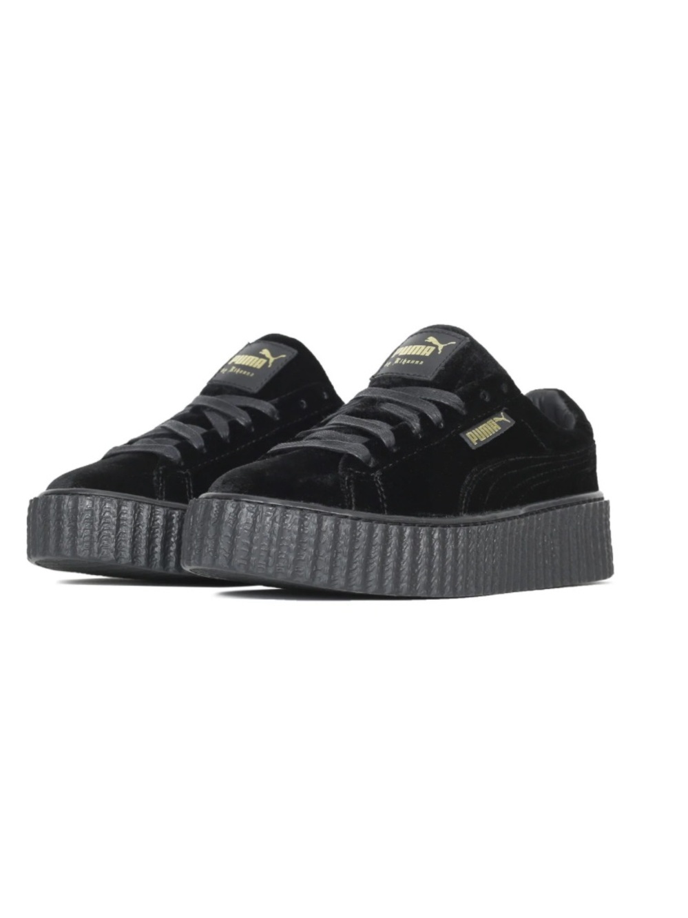 Puma x Fenty Black Velvet Platform Sneakers creaper velvet k